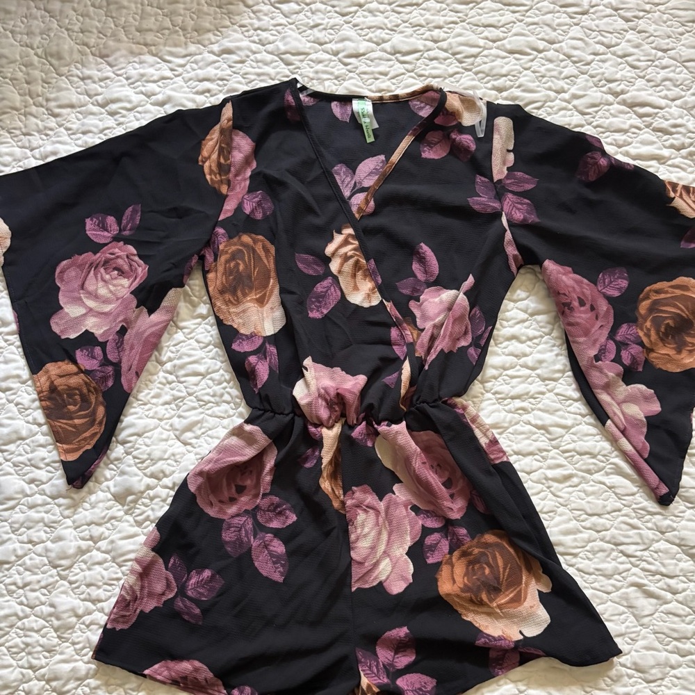 Floral Black and Pink Jumpsuit